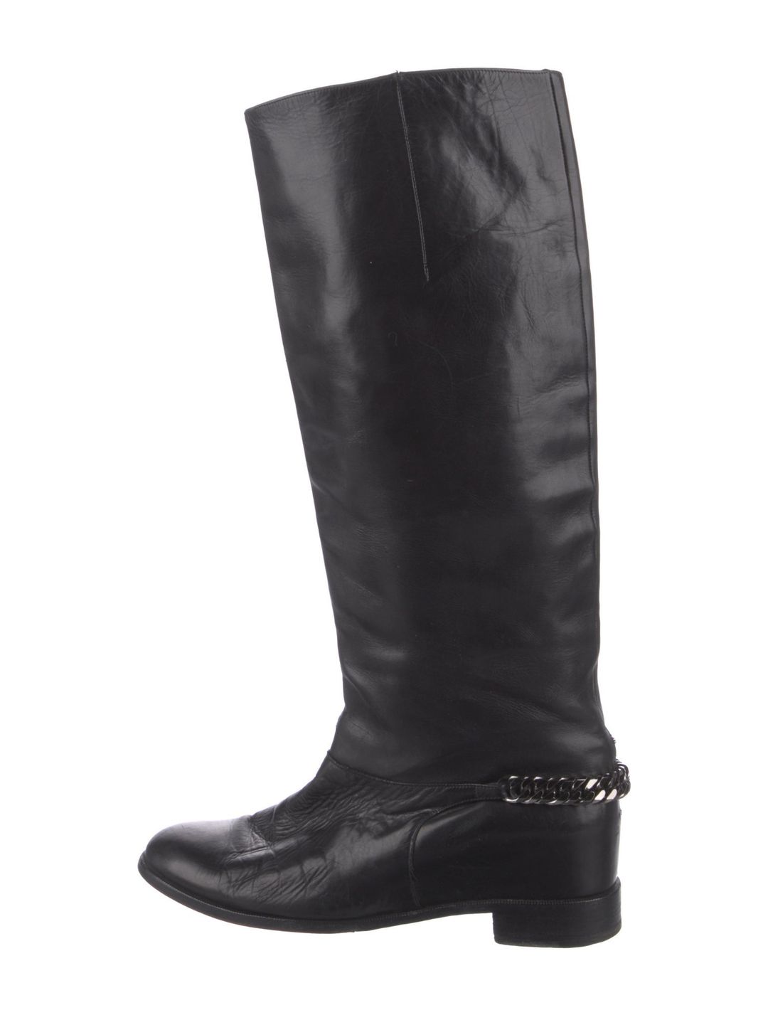 Leather Chain-Link Accents Riding Boots