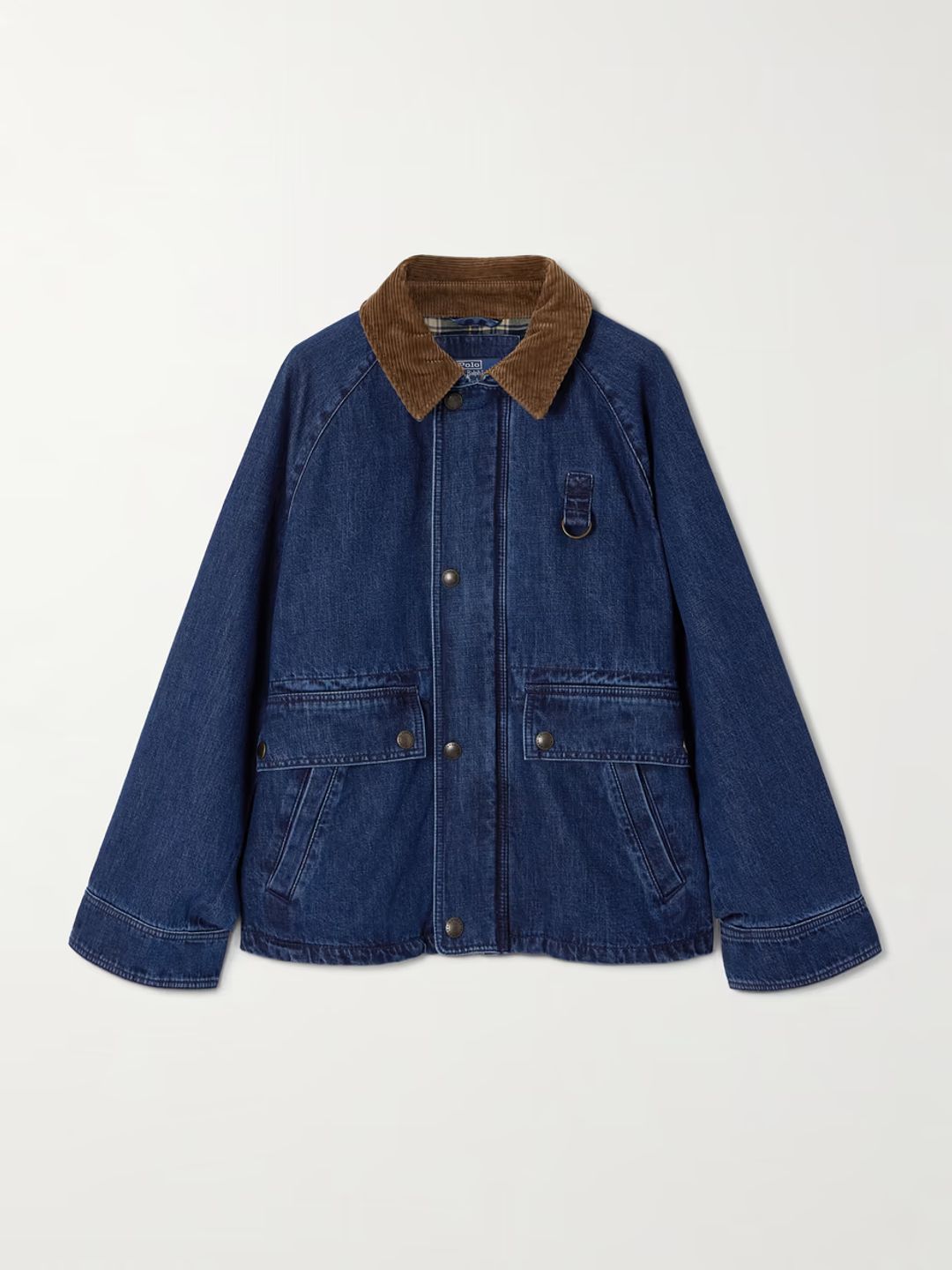 Cotton corduroy-trimmed denim jacket