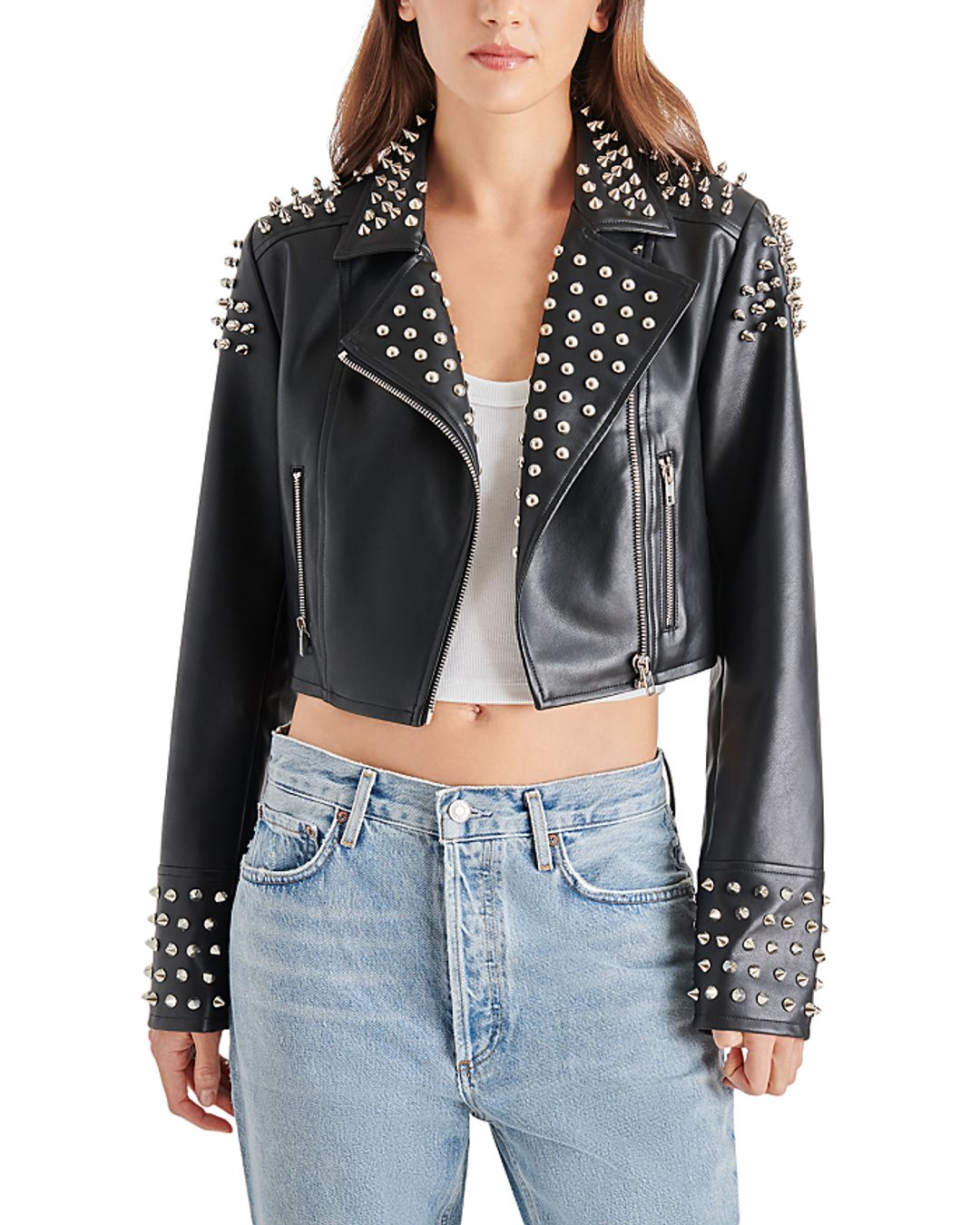 Tabby Studded Faux Leather Jacket