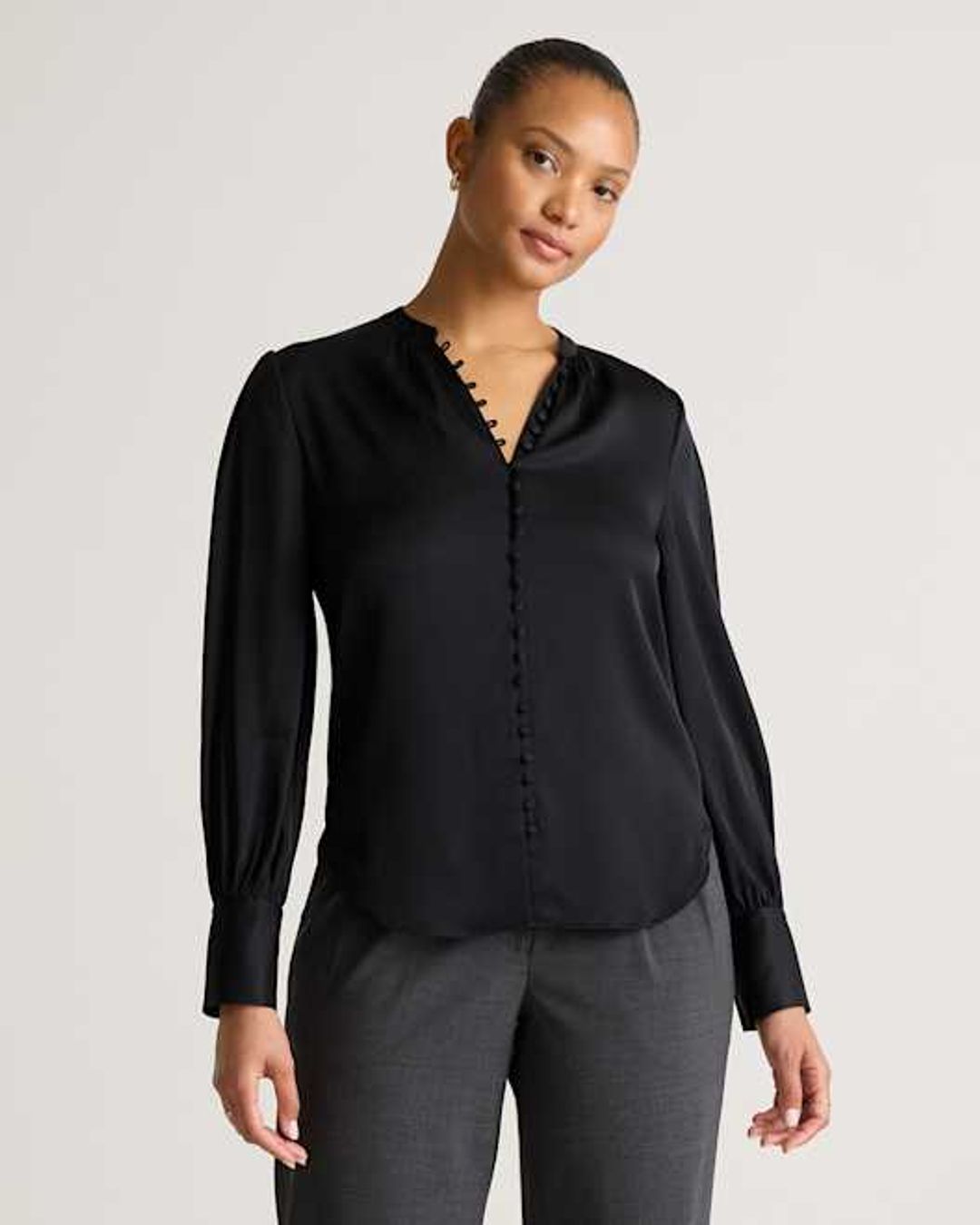 Washable Stretch Silk Notch Collar Blouse #8