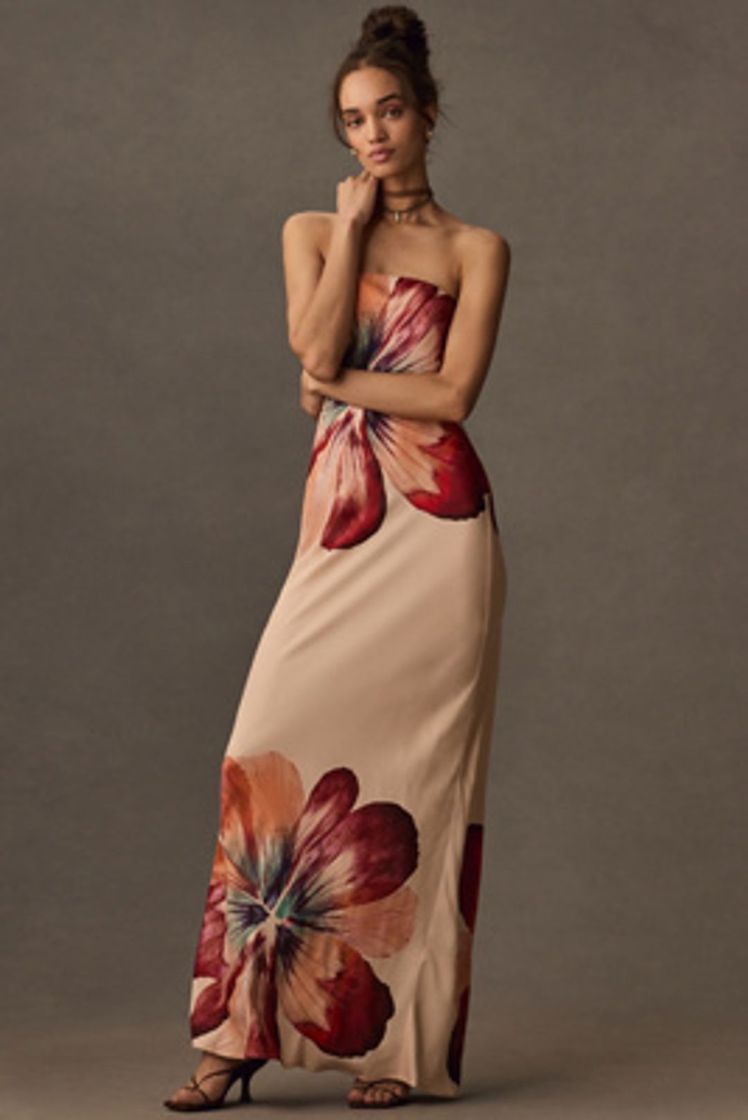 Strapless Satin Maxi Slip Dress