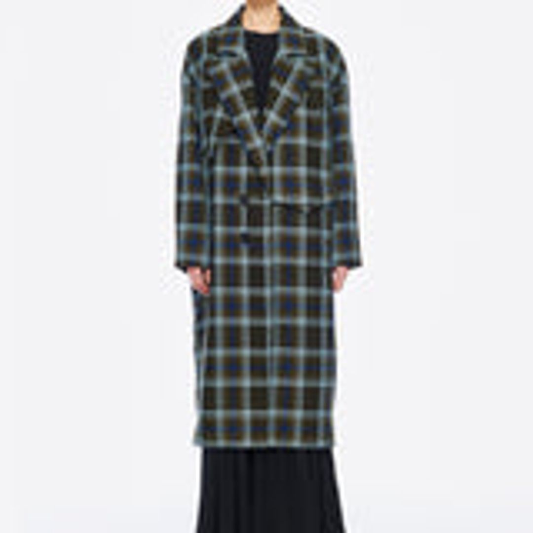 Spencer Plaid Cocoon Shape Maxi Coat