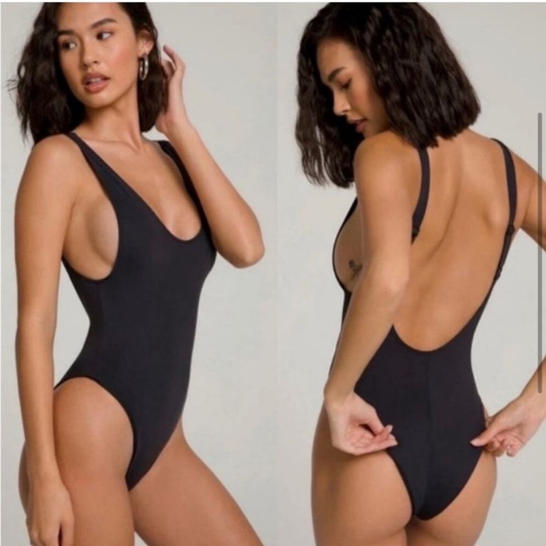 NWT Good American Layout Black One Piece Swimsuit