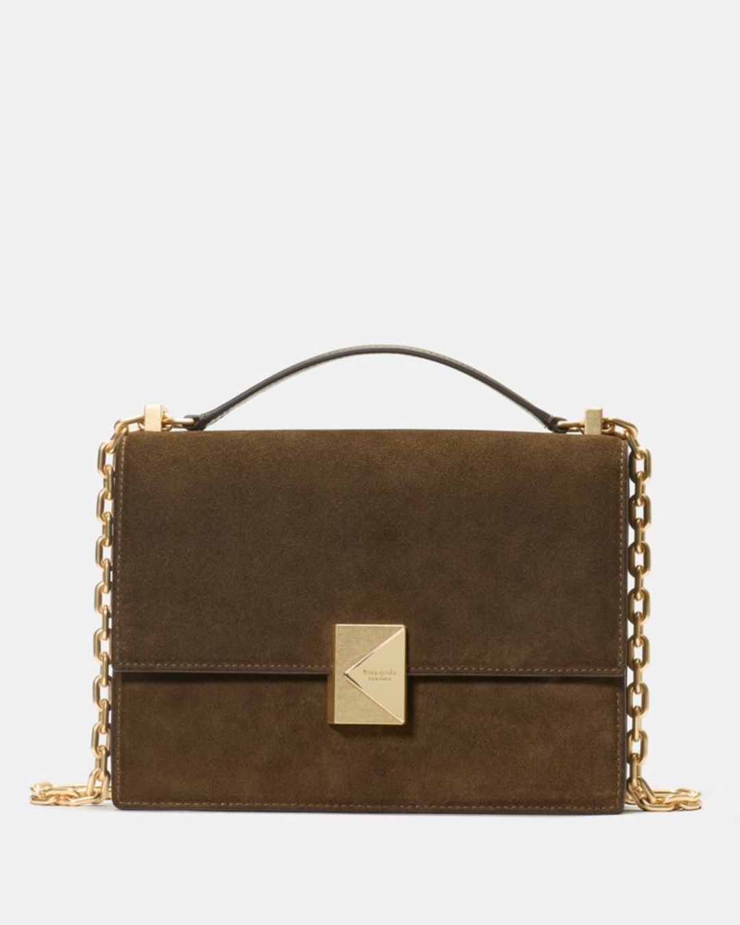 Deco Suede Chain Shoulder Bag