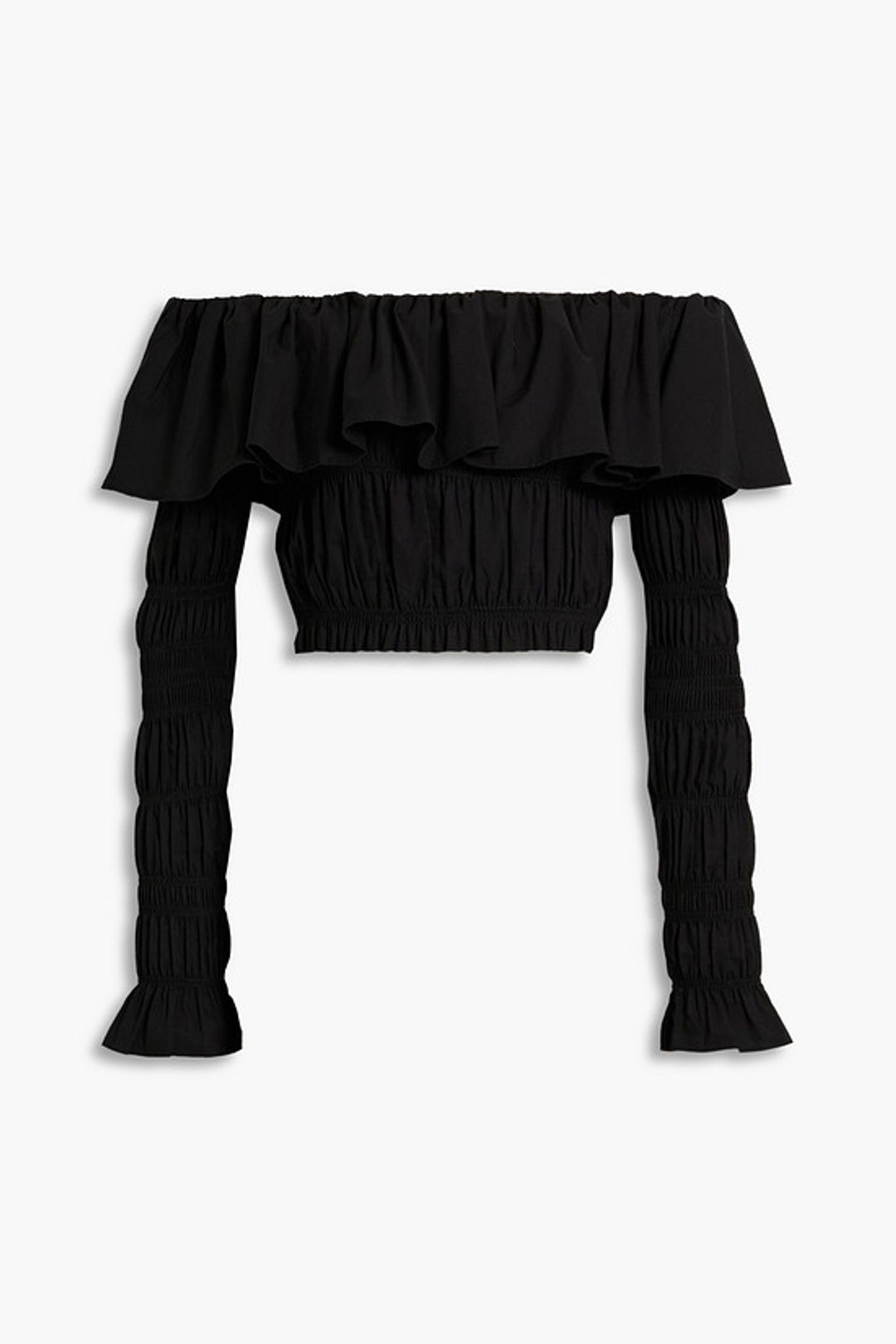 Lydia off-the-shoulder cropped cotton-blend poplin top