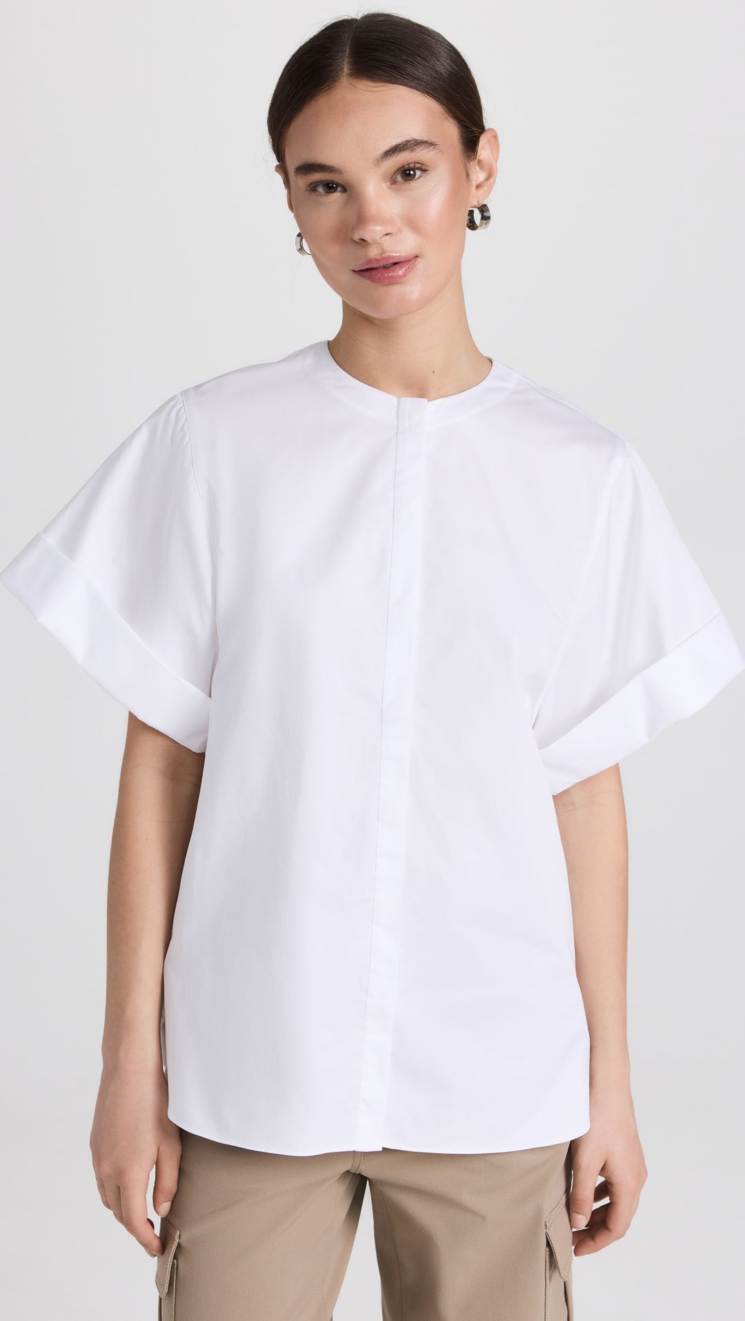 Poplin Rolled Sleeve Shirt
