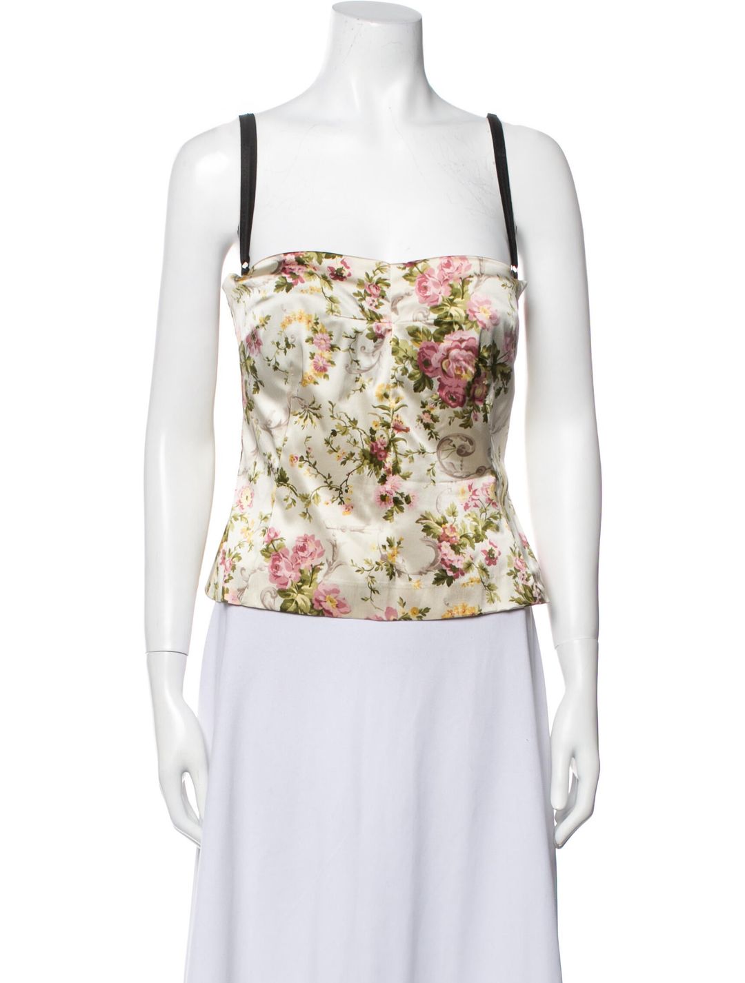 Dolce & Gabbana Floral Print Square Neckline Crop Top