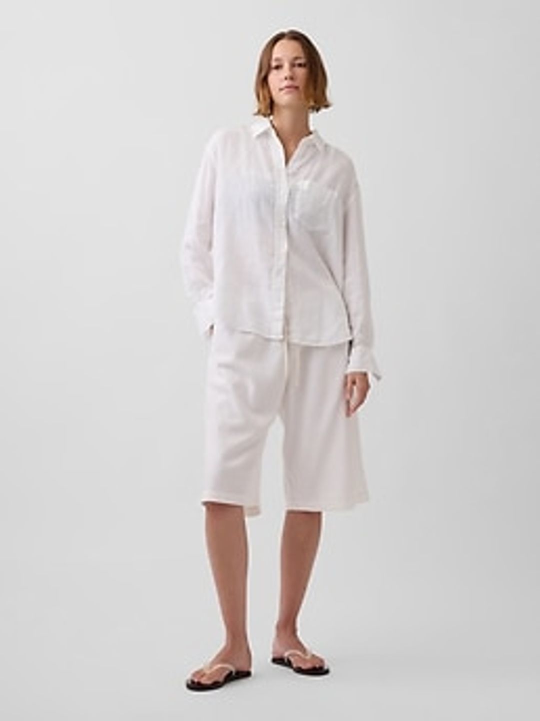 Linen-Blend Easy Wide-Hem Pants #3