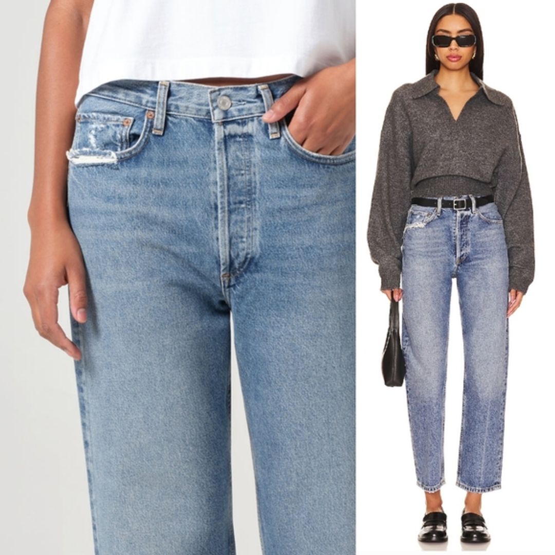 Agolde 90s Crop Hooked Straight Leg Jeans Distressed Organic Cotton Jean