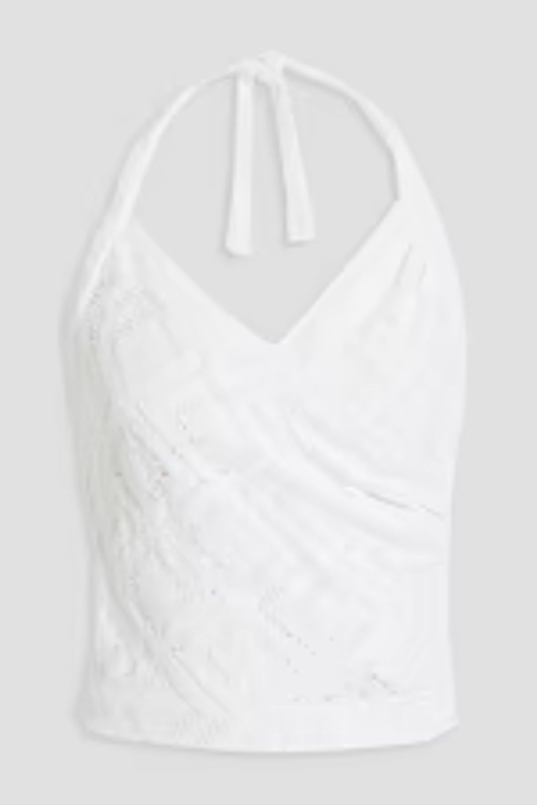 Ualana cropped crocheted cotton-blend halterneck top