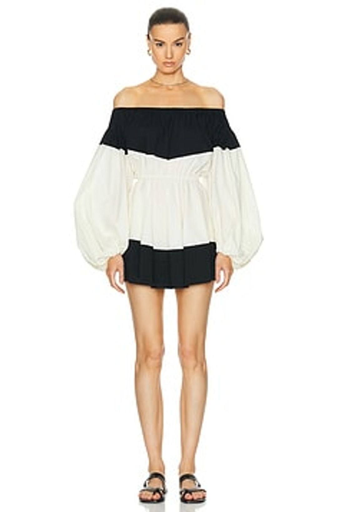 CAROLINE CONSTAS Marley Dress in Black & Off White