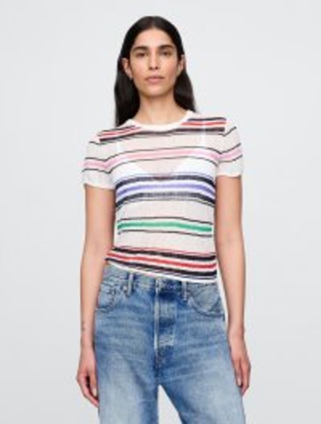 Sheer Rib Sweater T-Shirt