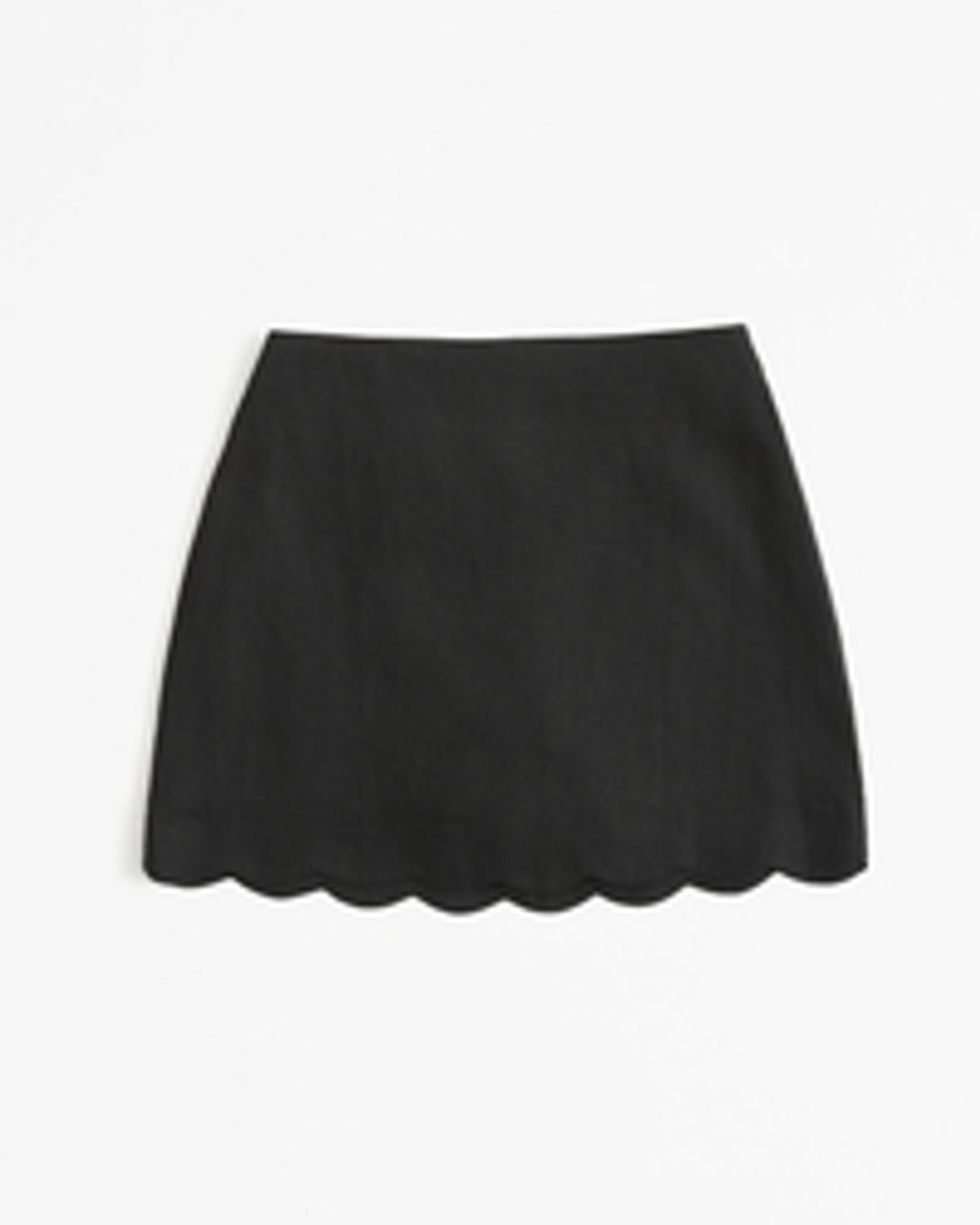Premium Linen Scallop-Hem Mini Skort