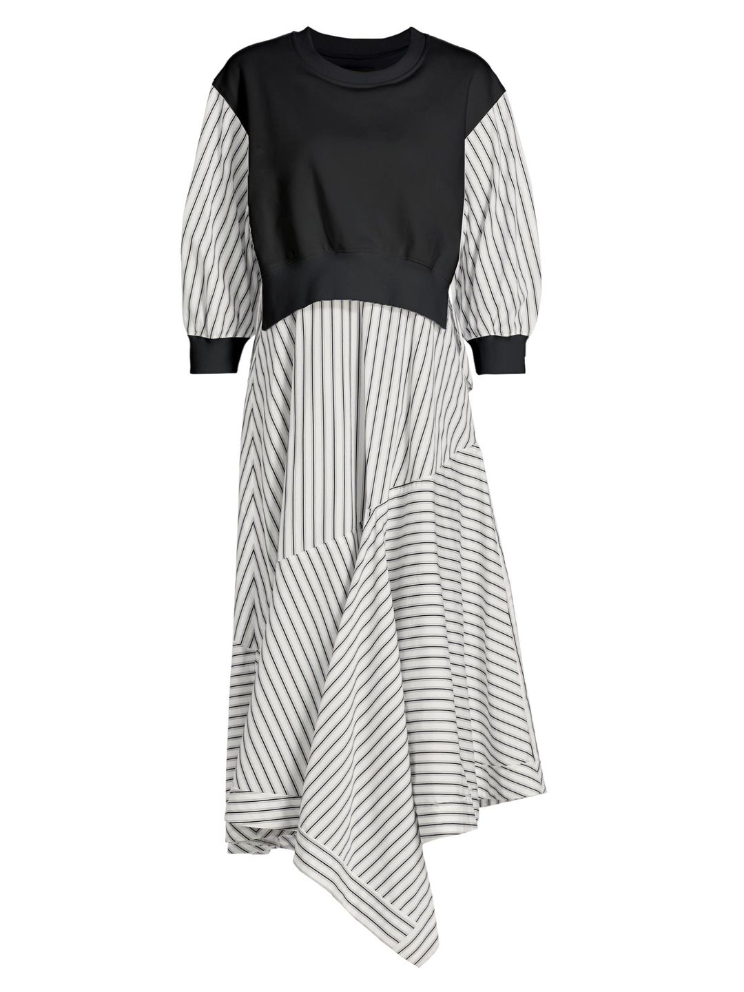 3.1 Phillip Lim Striped Sweatshirt Combo Midi-Dress