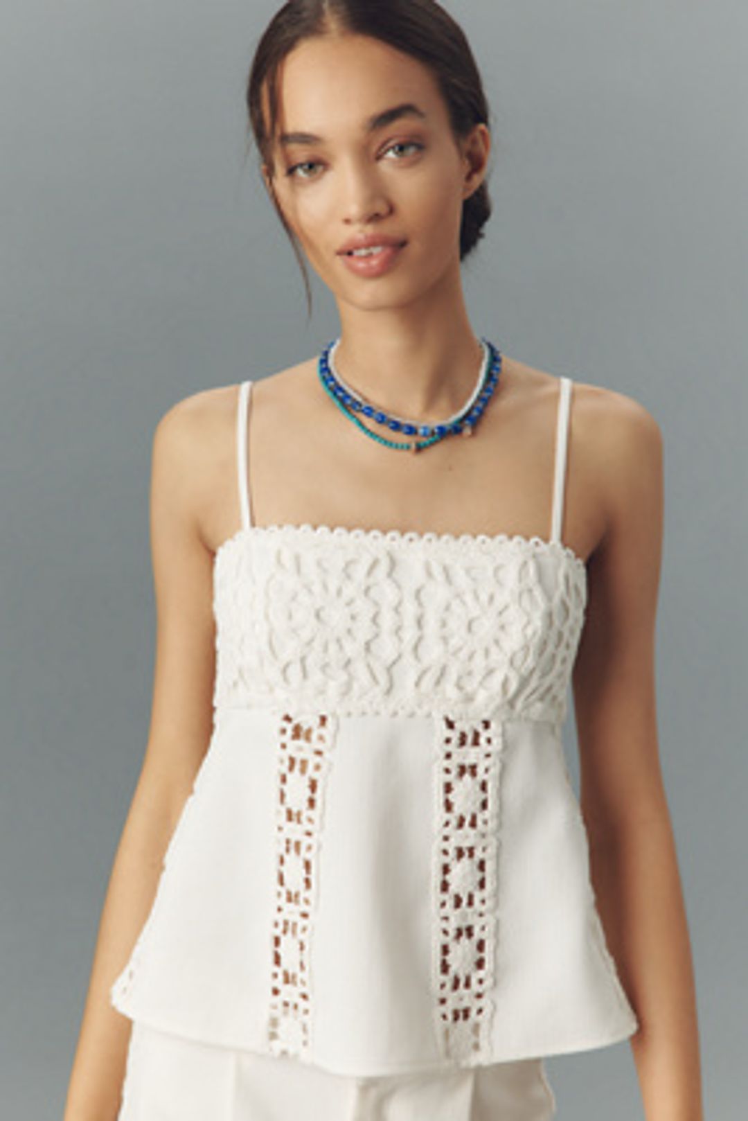 BLITHE Linen Blend Crochet Tank