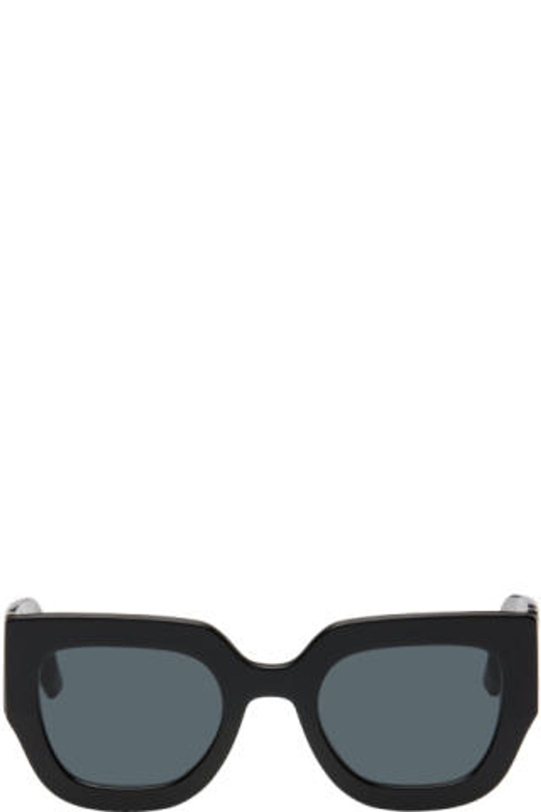 Wide Flat Square Sunglasses in Black #3