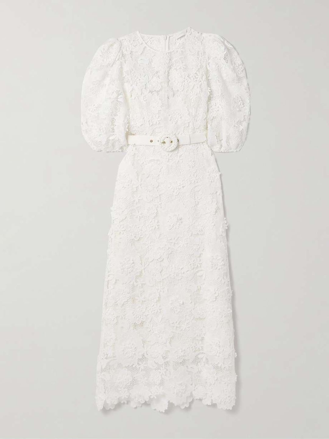 Halliday belted recycled-guipure lace midi dress