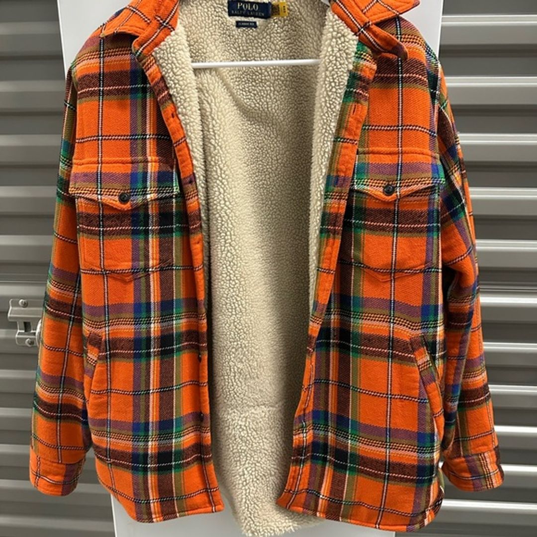 Ralph Lauren Men's Orange Plaid Puffer Jacket