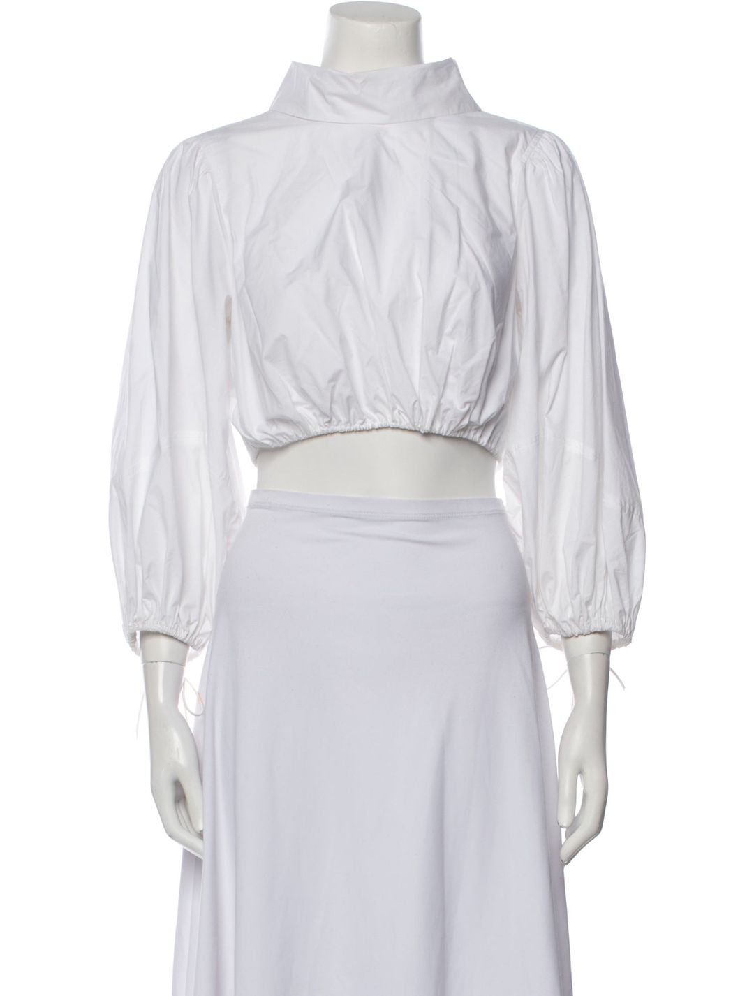 Helsa Mock Neck Three-Quarter Sleeve Crop Top