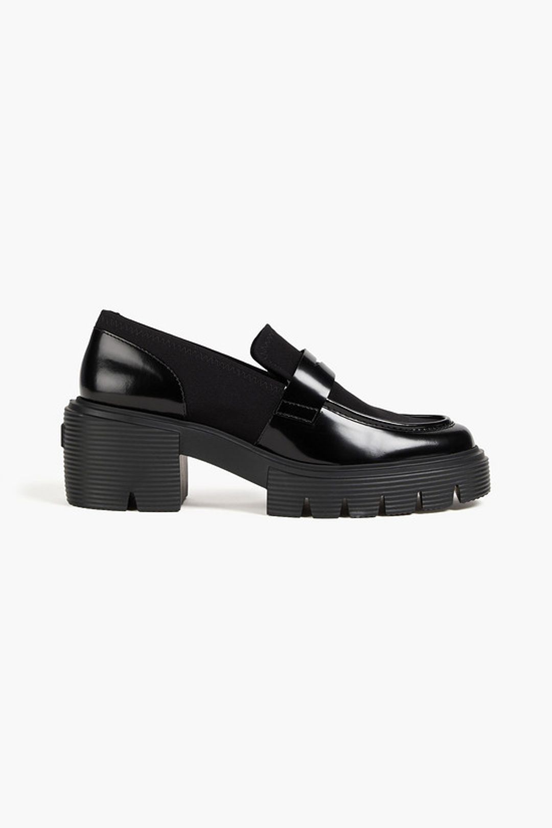 Soho gabardine and glossed-leather loafers