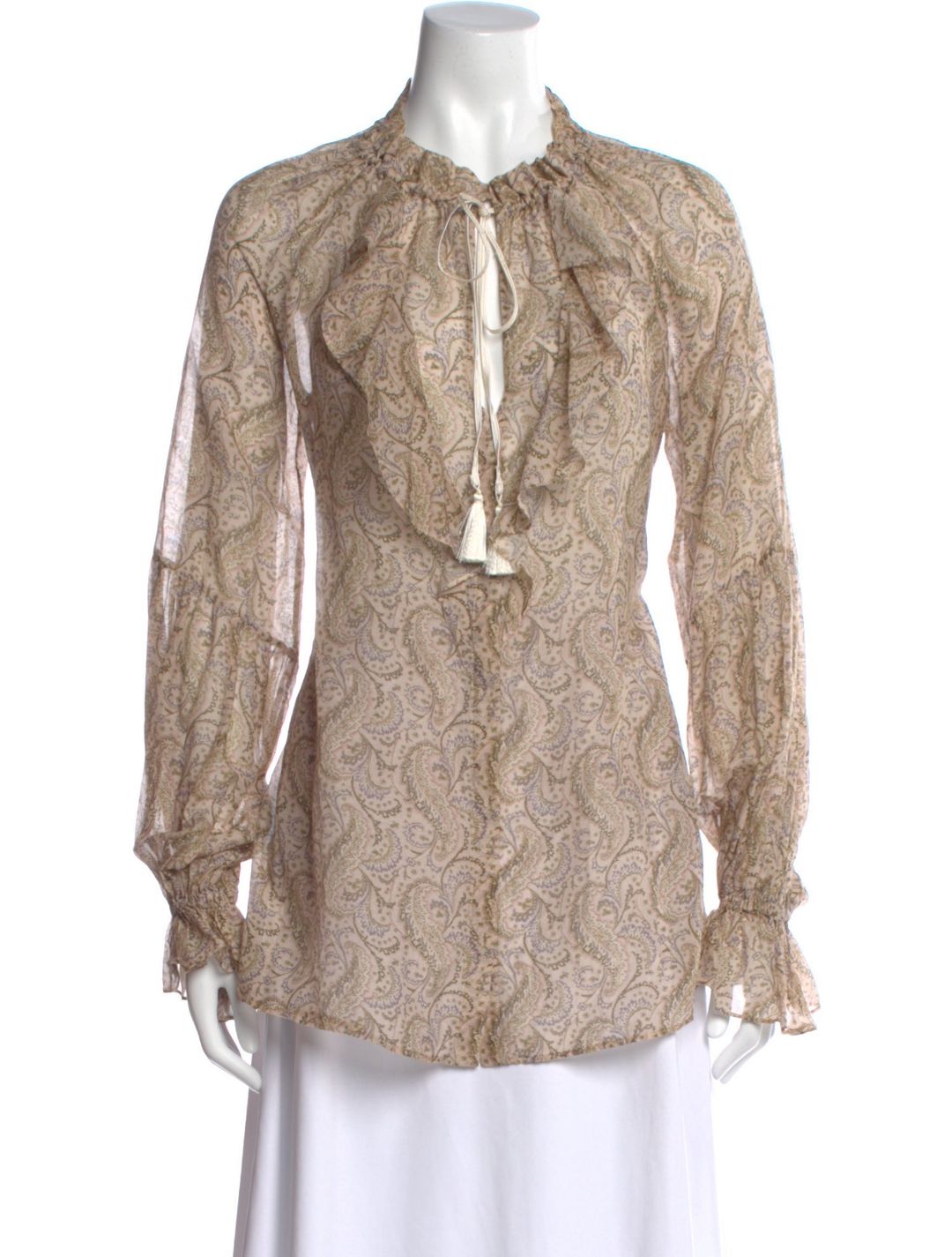 Etro Paisley Print Tie Neck Blouse