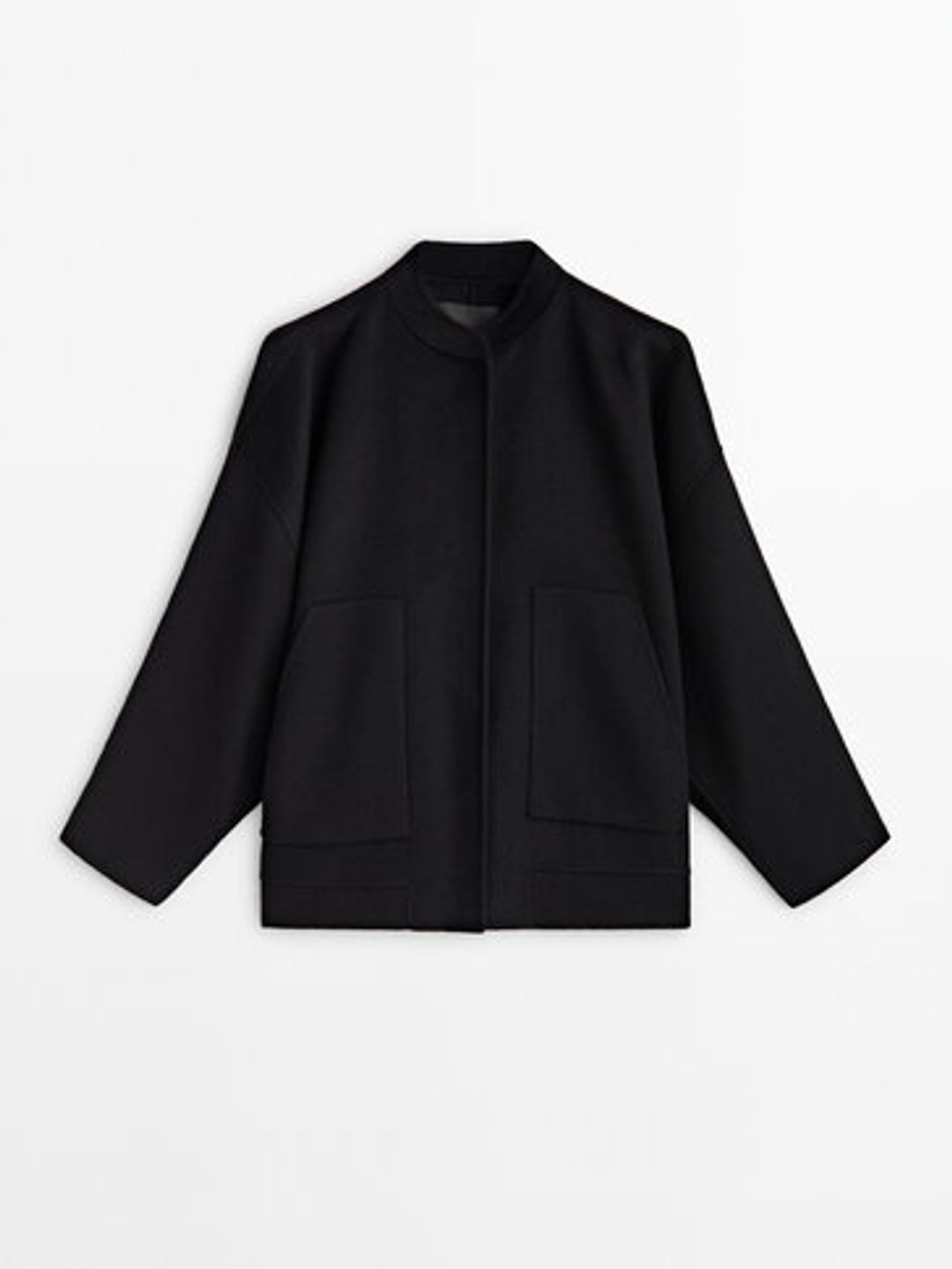 Voluminous wool blend bomber jacket