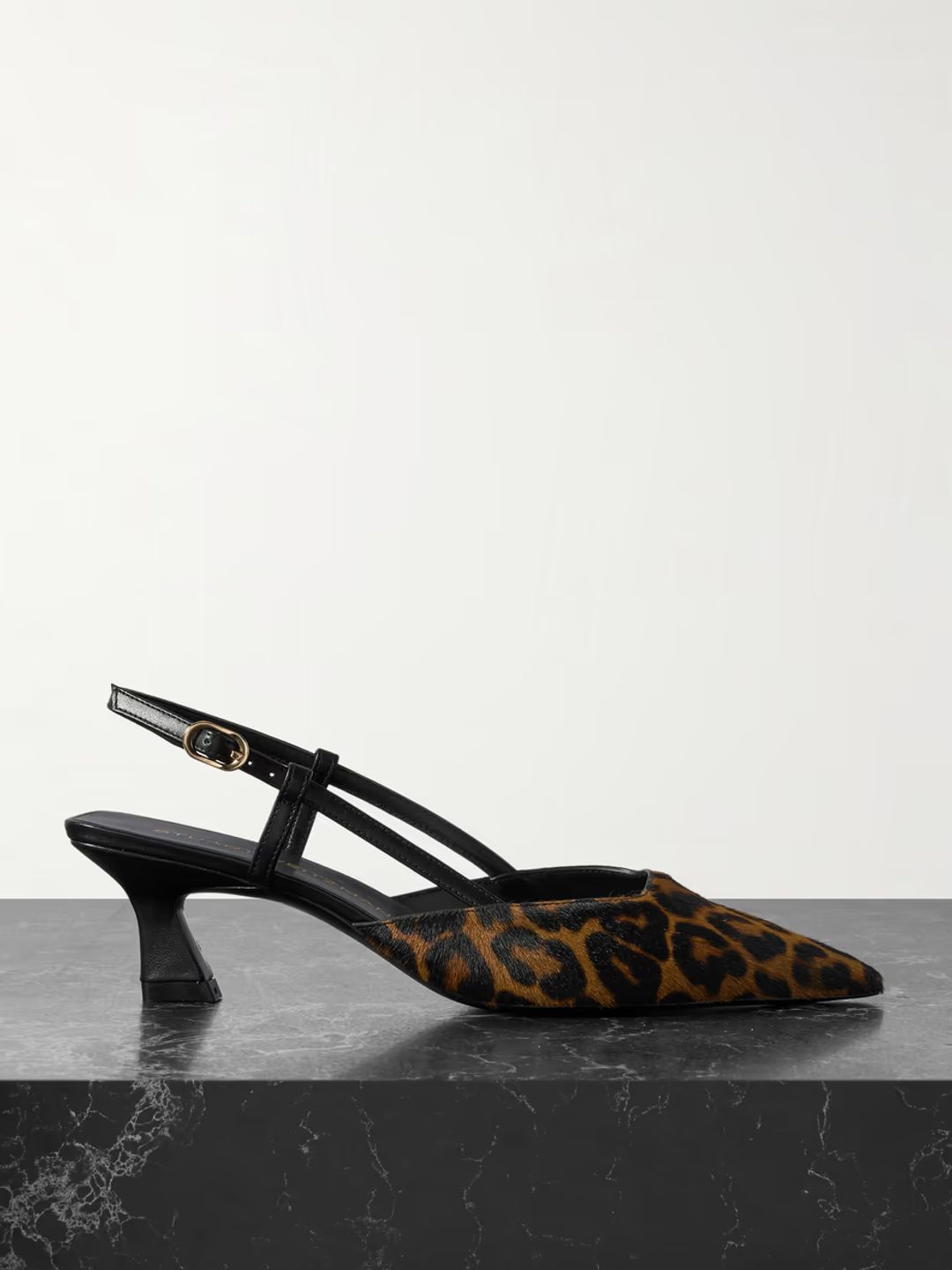 Vinnie leather-trimmed leopard-print calf hair slingback pumps