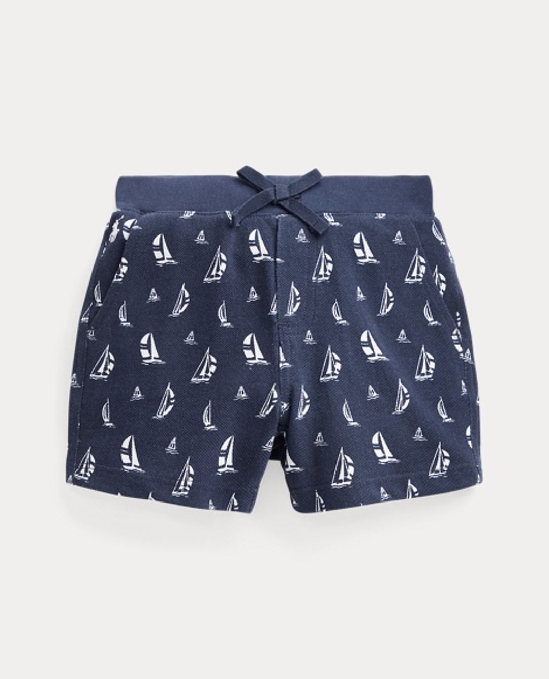 Sailboat-Print Cotton Mesh Short