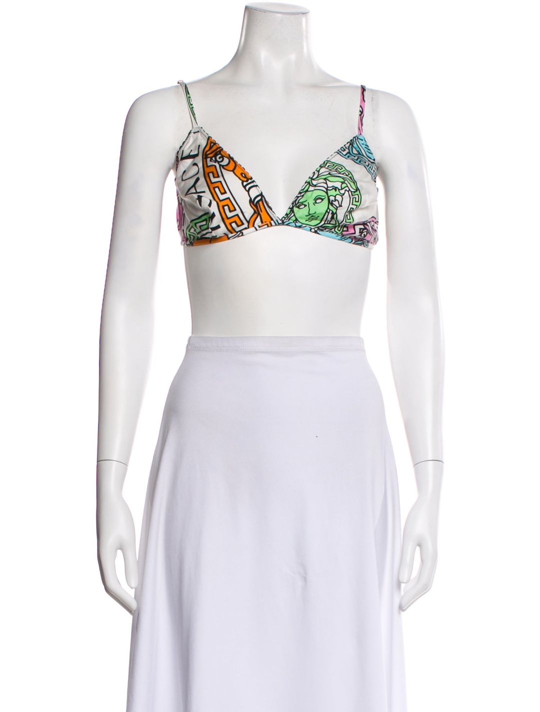 Versace Graphic Print V-Neck Crop Top