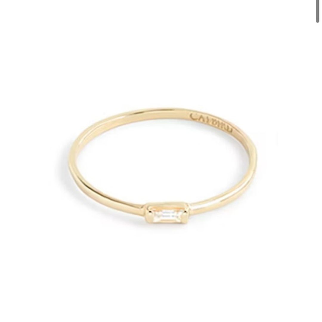 Catbird 14k gold diamond baguette stacking ring