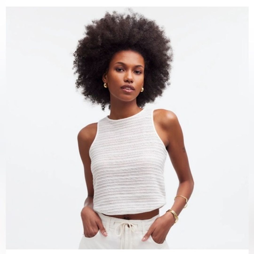 Top L Crochet Knit Cutaway Tank