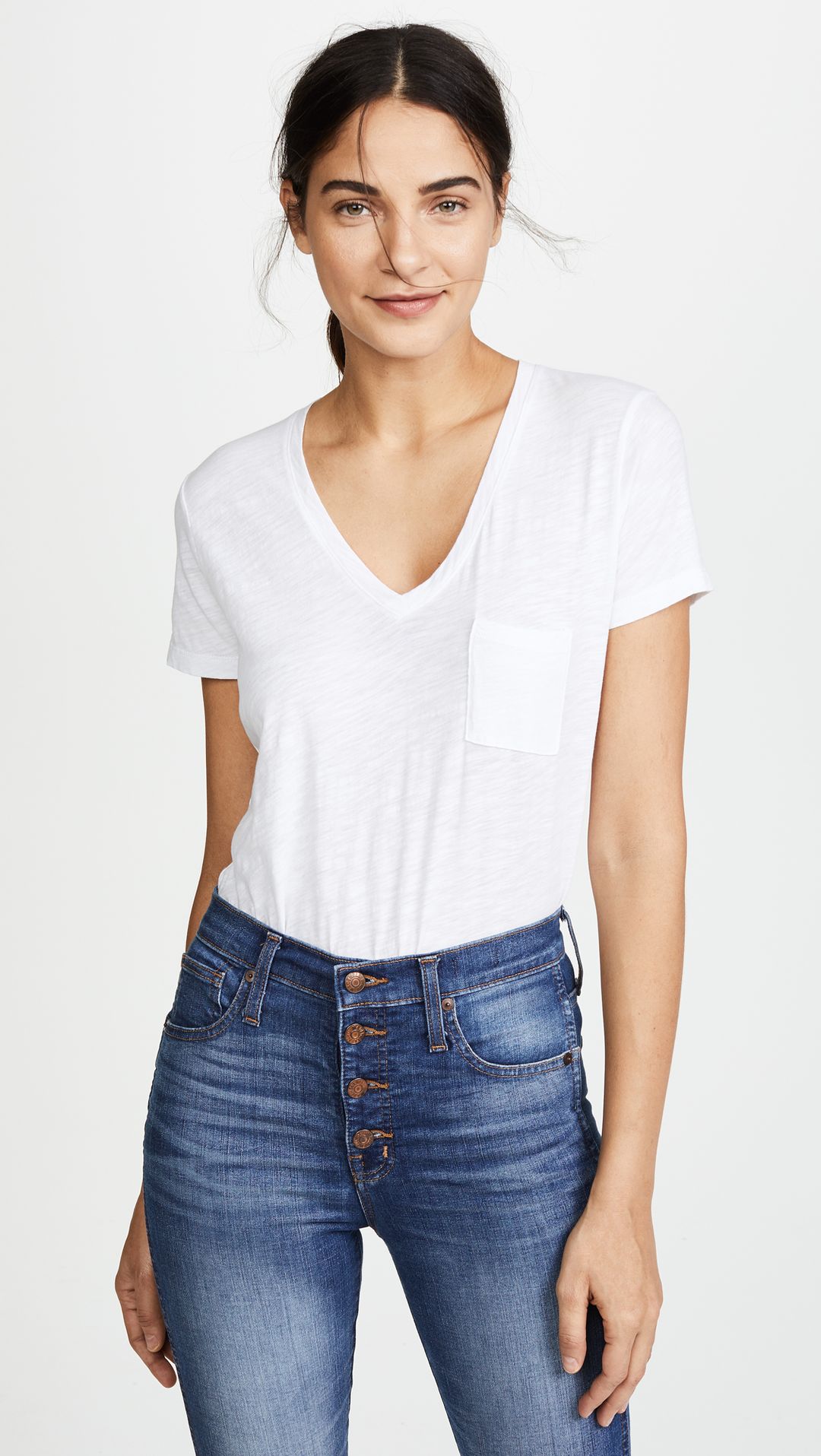 Whisper Cotton V Neck Pocket Tee