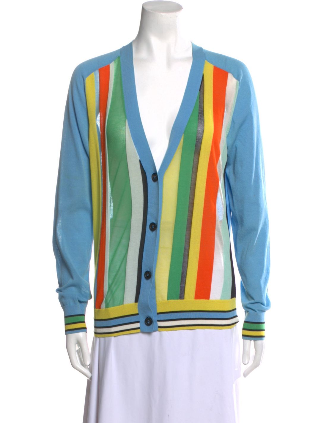 Striped Plunge Neckline Sweater