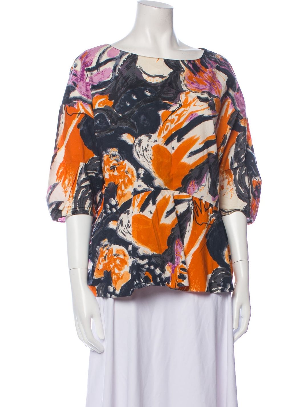 Marni Printed Bateau Neckline Blouse