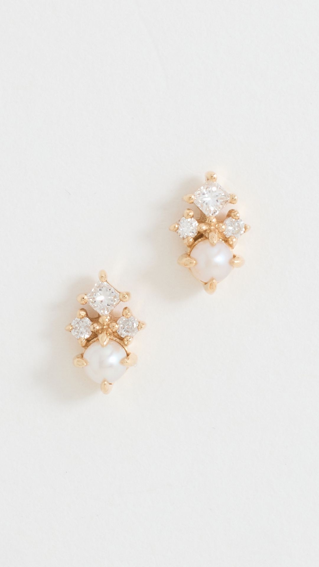 The Little Things Tri Diamond and Pearl Studs