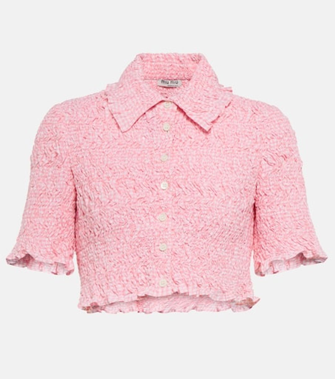 MIU MIU Gingham Cropped Blouse