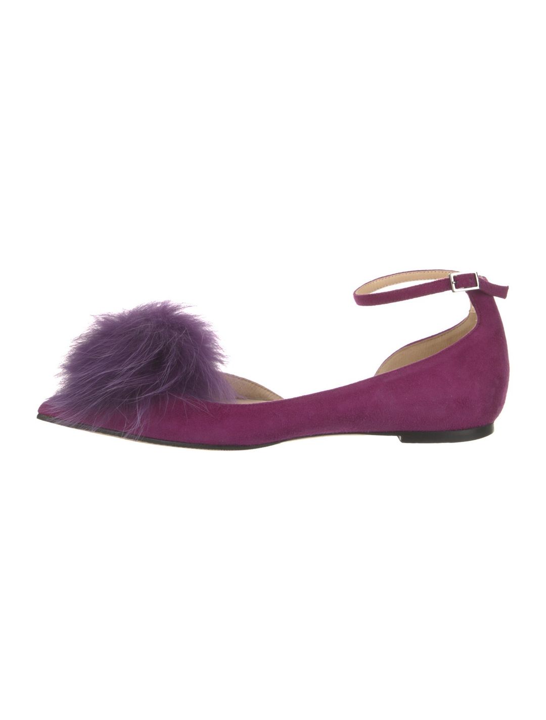 Jimmy Choo Suede Fur Trim D'Orsay Flats