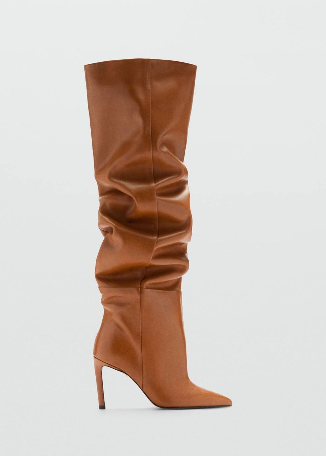 High leather boots with pleat detail
