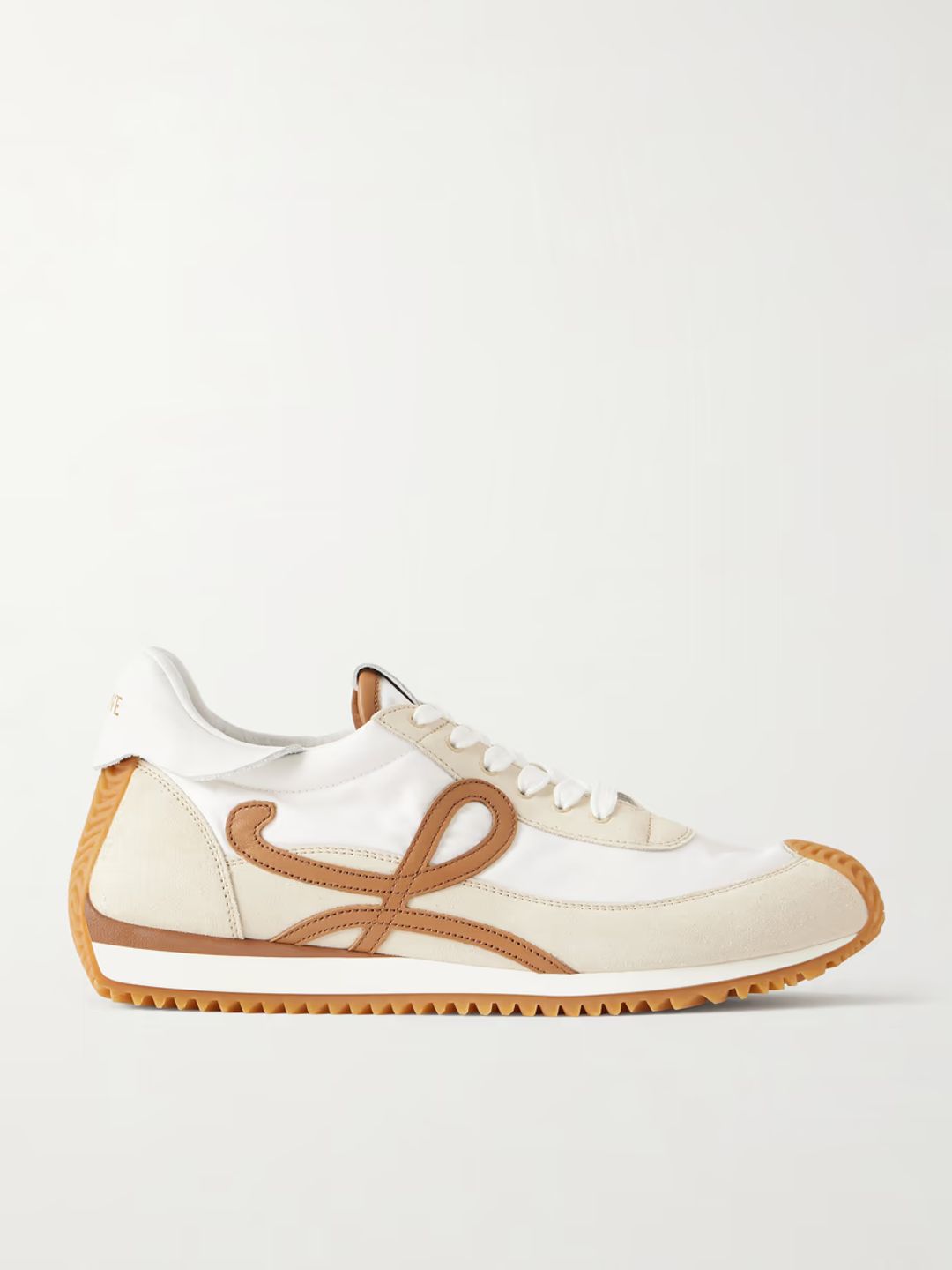 Flow logo-appliquéd shell, leather and suede sneakers