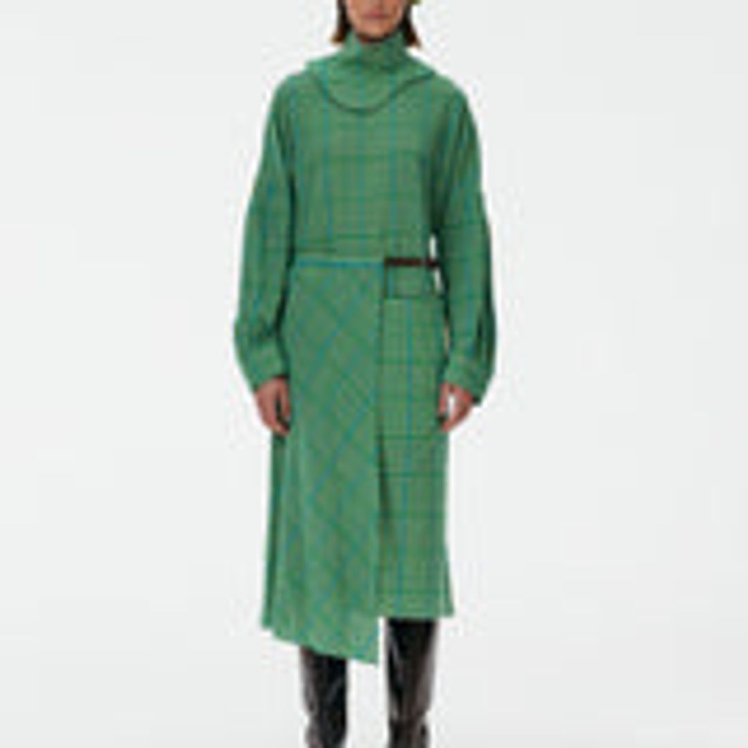 Sterling Plaid Gauze Leather Waist Belt Wrap Skirt