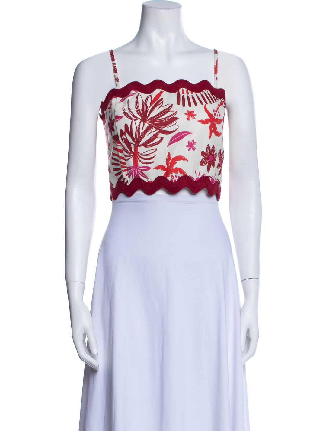 Printed Square Neckline Crop Top