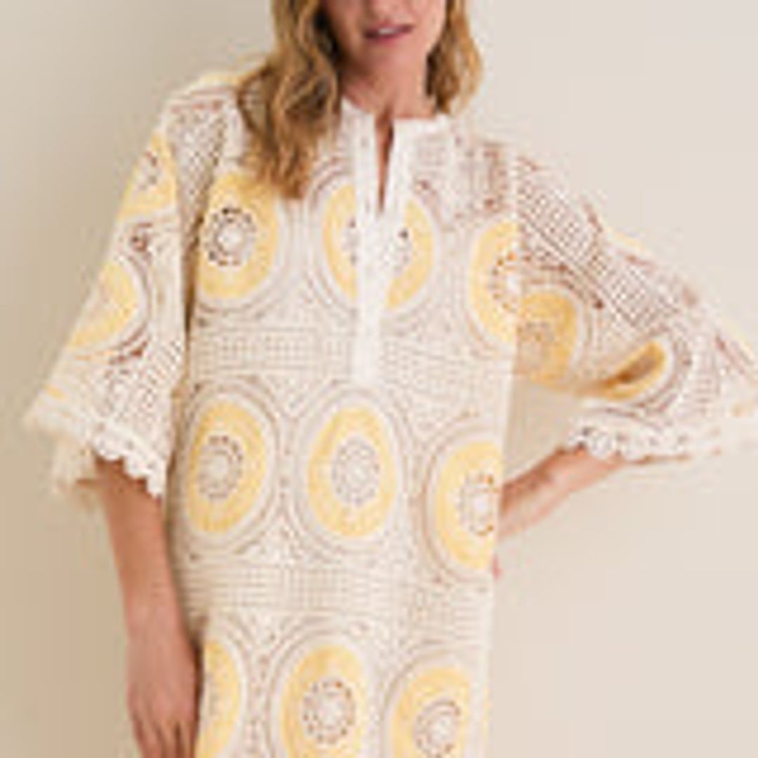 Sunshine Medallion Crochet Arles Mini Dress