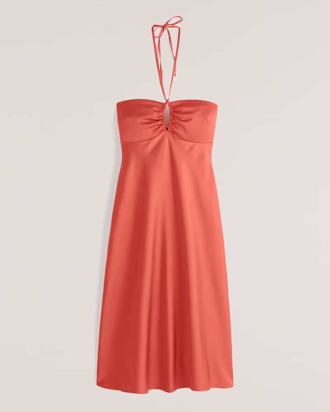 Halter Satin Slip Midi Dress