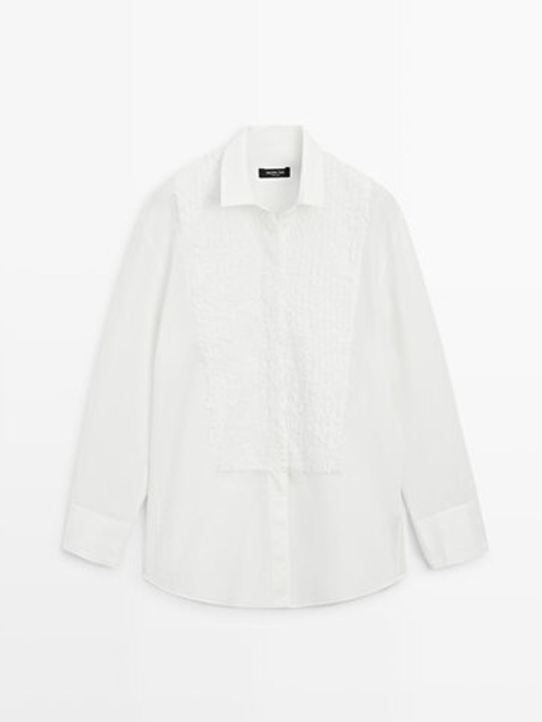 Bib front shirt with embroidered detail