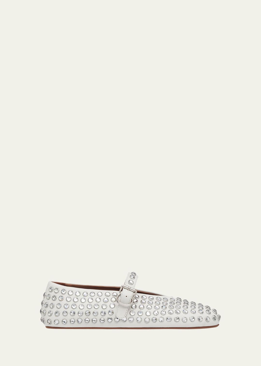 ALAIA Leather Mary Jane Flats With Allover Studs