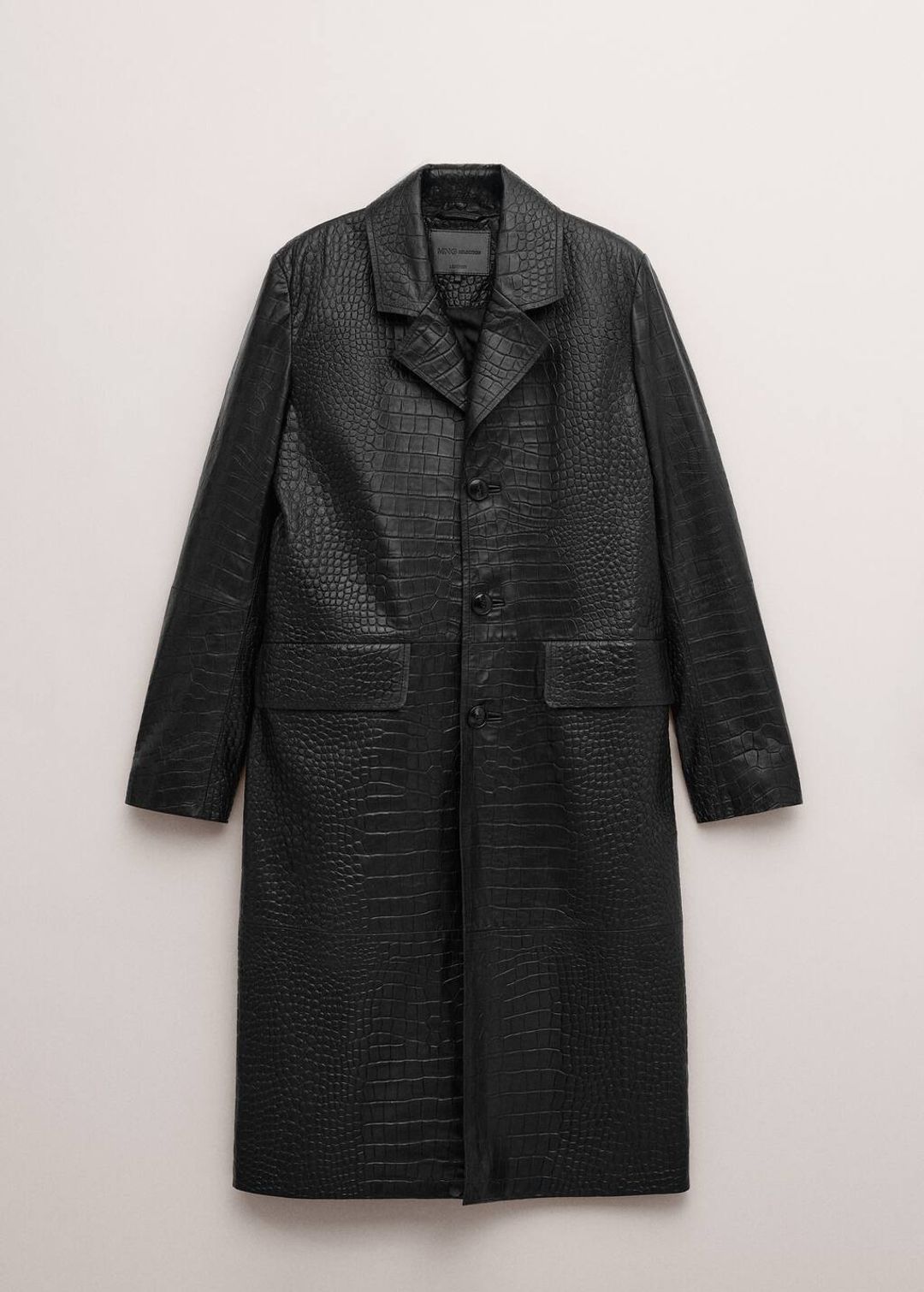 100% crocodile-effect leather coat