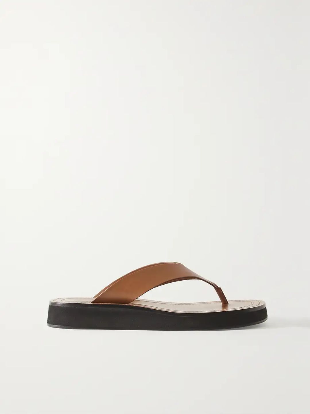 Ginza leather and velvet platform flip flops #6