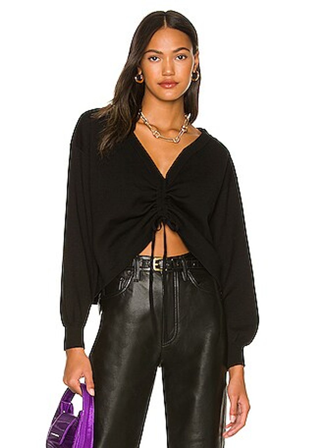 Nora Open Neck Drawcord Pullover