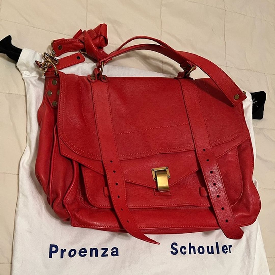 Proenza Schouler Tomato Red Leather PS1 Large Crossbody Satchel