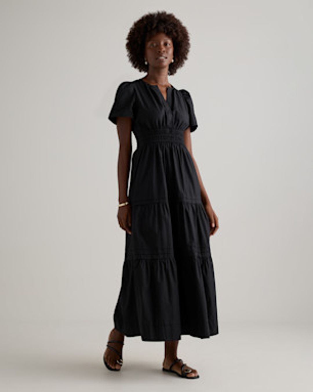 100% Organic Cotton Poplin Tiered Maxi Dress #3